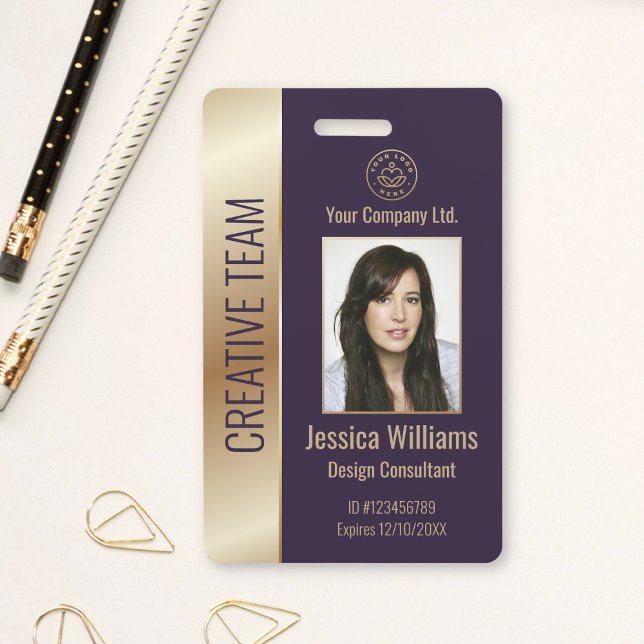 Badge ID pourpre de l'employé d'entreprise personnalisé (Créateur téléchargé)
