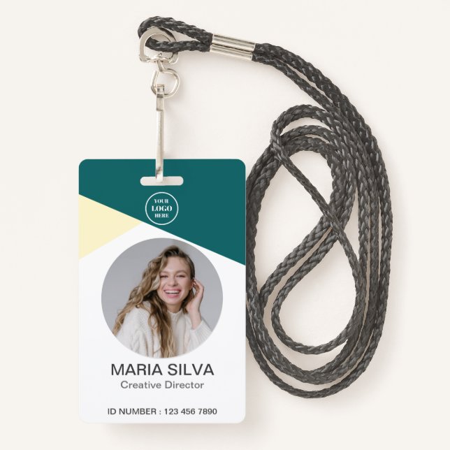 Badge ID professionnel personnalisé Employé Photo d'entr (Devant avec lanière)