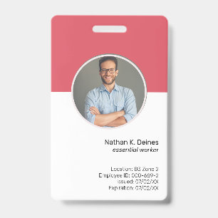 Badge ID rose ID photo de l'employé Sécurité de la soc