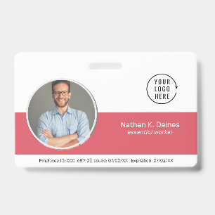 Badge ID rose   ID photo de l'employé Sécurité de la soc