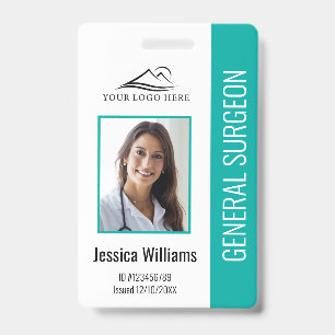 Badge ID Turquoise photo et texte personnalisé Médicale