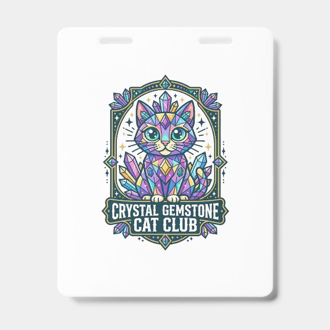 Badge Idée Cadeau Chat Maman Pierre Précieuse Cristal -  (Avant)