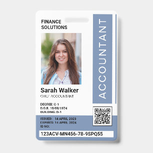 Badge Identifiant comptable avec photocopieur bleu pouss