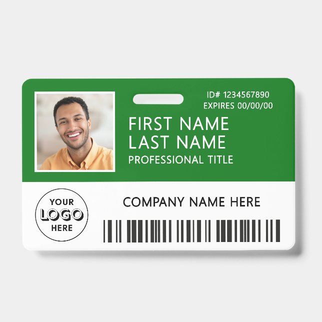 Badge Identifiant de code-barres de photo de logo d'entr (Avant)