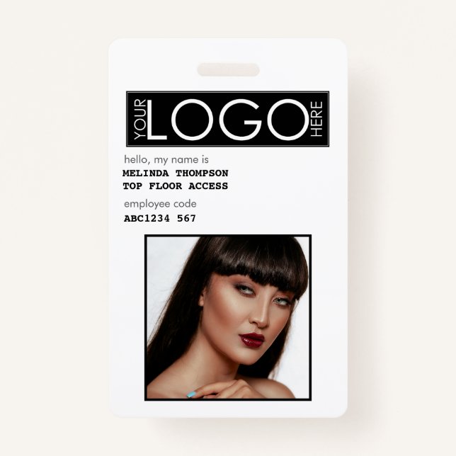 Badge Identifiant de l'employé - Photo de l'entreprise (Devant)