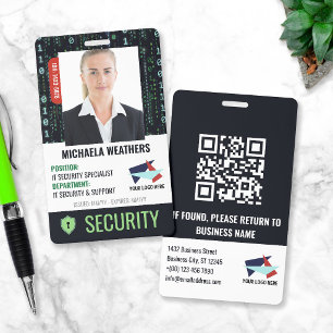 Badge Identifiant d'employé de bouclier de cybersécurité