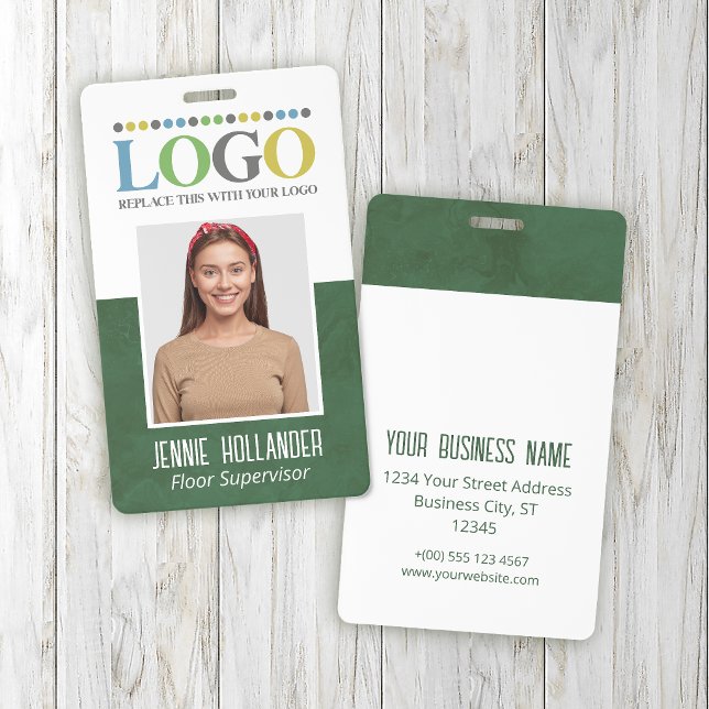 Badge Identifiant d'employé Logo Professionnel Vert Gran (Créateur téléchargé)