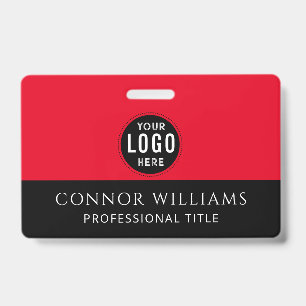 Badge Identifiant d'employé Logo Rouge Noir