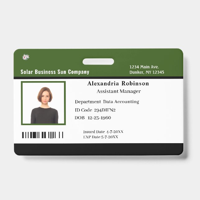 Badge Identifiant d'identification des employés de l'ent (Avant)