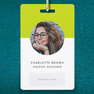 Badge Identifiant Vert Citron   Logo de nom de photo sty