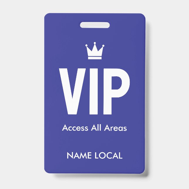 Badge Identification d'accès VIP Blue pour salons VIP (Avant)