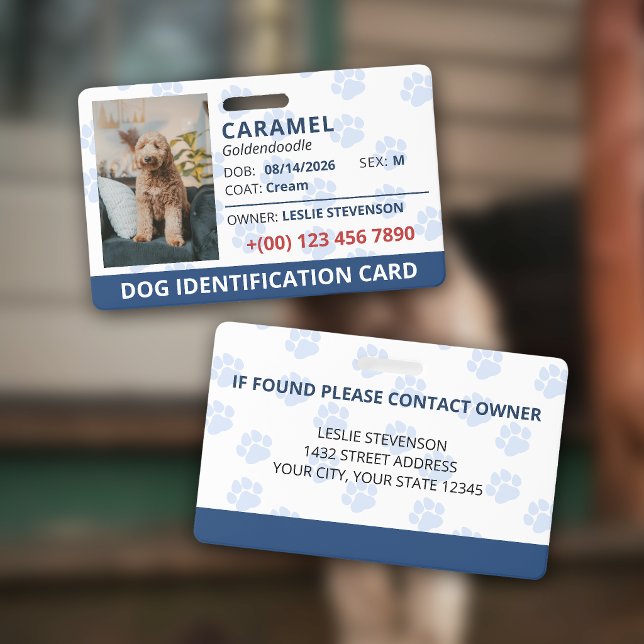 Badge Identification de chien avec photo et nom Empreint (Créateur téléchargé)