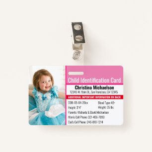 Badge Identification de la photo pour enfant Allergie d'