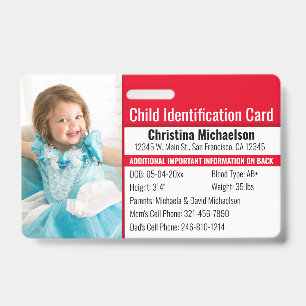 Badge Identification de la photo pour enfant Allergie d'
