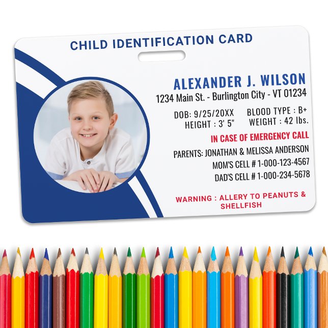 Badge Identification de l'enfant avec photo personnalisé (Créateur téléchargé)