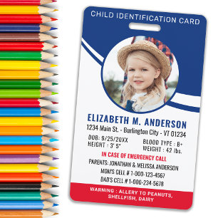 Badge Identification de l'enfant - ID photo moderne pers