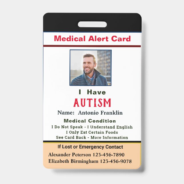 Badge Identification de l'ID personnalisé Nom photo enfa (Avant)