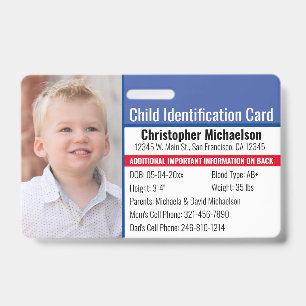 Badge Identification de l'identité de l'enfant Allergie