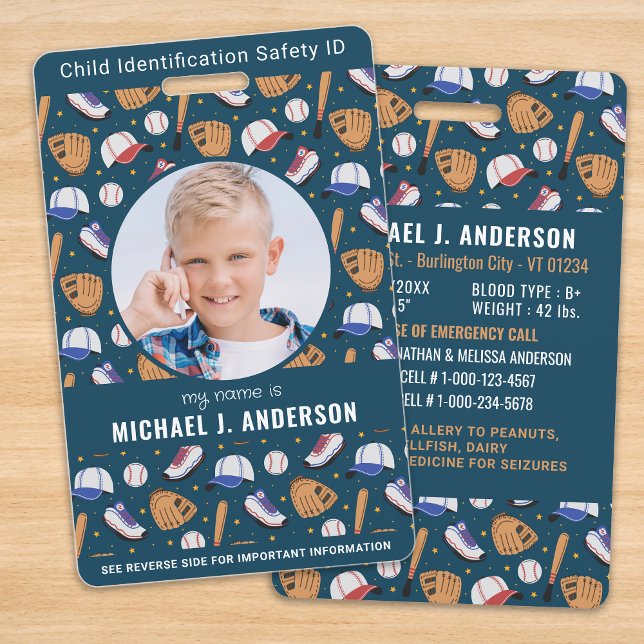Badge Identification d'urgence de photo d'enfant Sport I (Créateur téléchargé)
