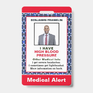 Badge Identification par photo d'alerte médicale d'urgen