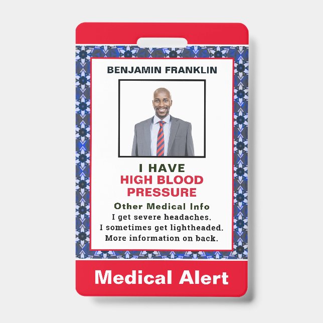 Badge Identification par photo d'alerte médicale d'urgen (Avant)