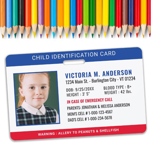 Badge Identification par photo Sécurité d'urgence Enfant (Créateur téléchargé)