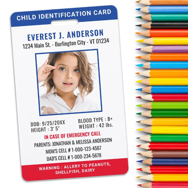Badge Identification personnalisée de l'enfant par photo (Créateur téléchargé)