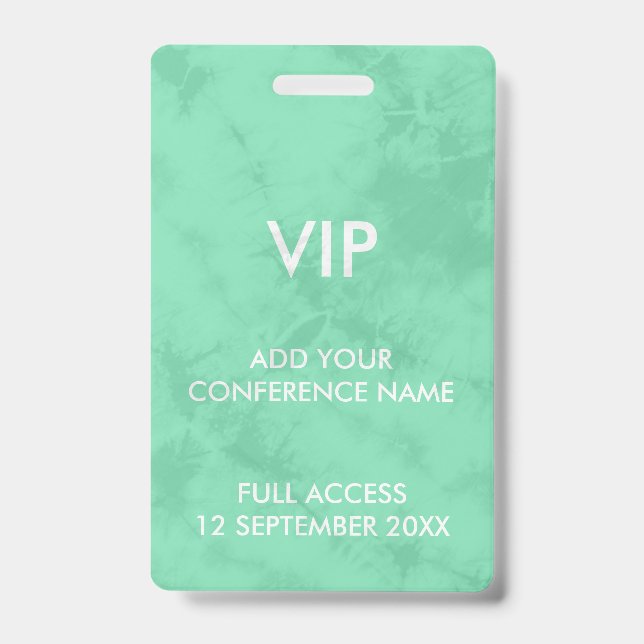 Badge Identité de festival VIP Tie Dye Vert Menthe (Avant)