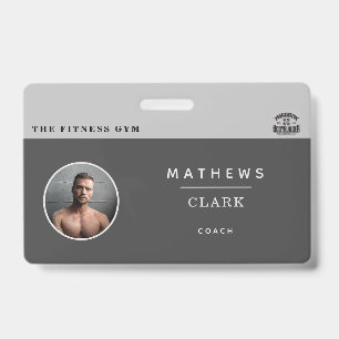 Badge Identité de l'employé entraîneur de gym avec photo