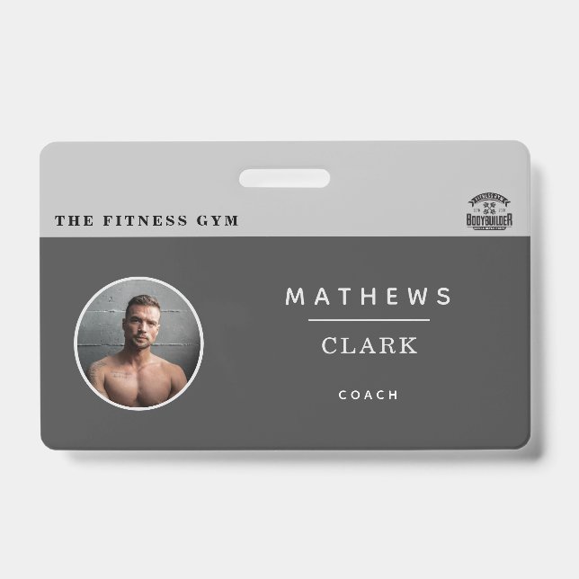 Badge Identité de l'employé entraîneur de gym avec photo (Avant)