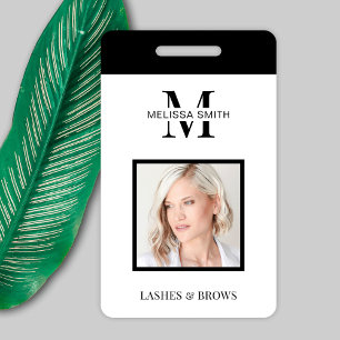 Badge Identité de salon de beauté minimaliste en noir et