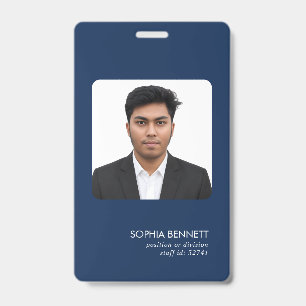 Badge Identité d'employé professionnel photo minimale