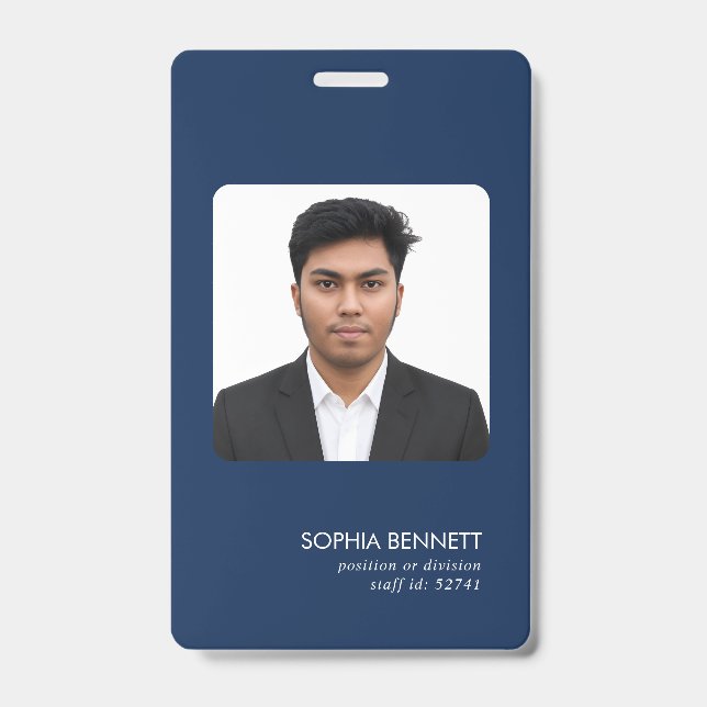 Badge Identité d'employé professionnel photo minimale (Avant)