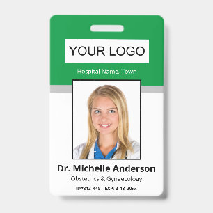 Badge Identité photo de l'employé personnalisé Green 