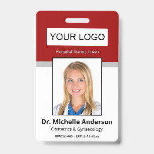 Badge Identité photo rouge professionnelle personnalis