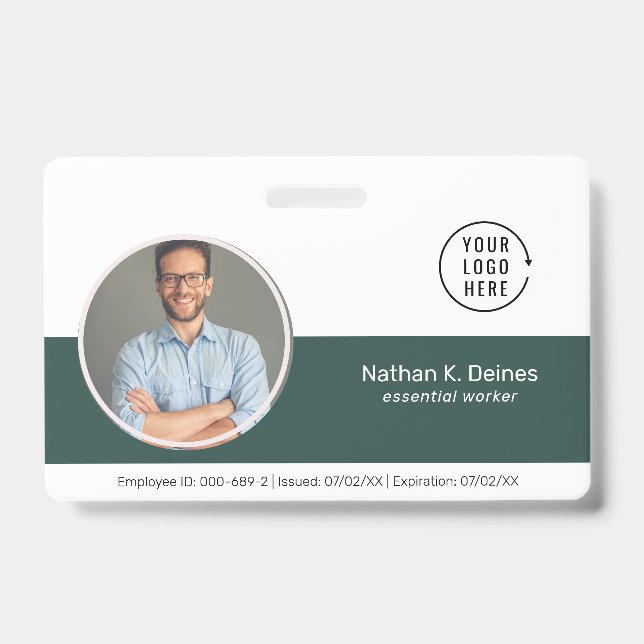 Badge Identité verte | Société de carte d'identité avec  (Avant)