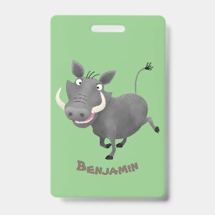 Badge Illustration amusante d'un cochon de phacochère af