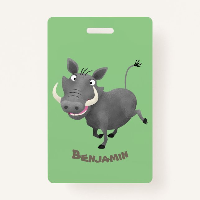 Badge Illustration amusante d'un cochon de phacochère af (Devant)