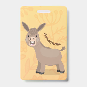 Badge Illustration d'âne miniature joyeux