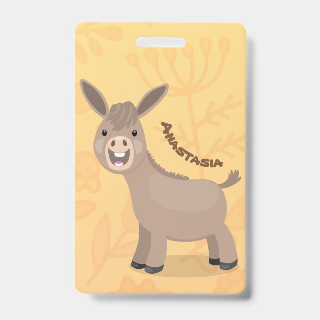 Badge Illustration d'âne miniature joyeux (Avant)