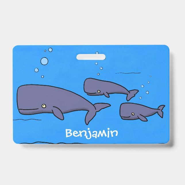 Badge Illustration de baleines de dessin animé mignonnes (Avant)