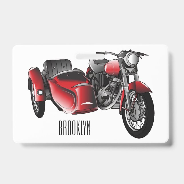 Badge Illustration de bande dessinée de moto avec side-c (Avant)