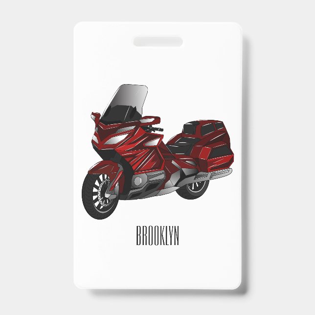 Badge Illustration de bande dessinée de moto de tourisme (Avant)