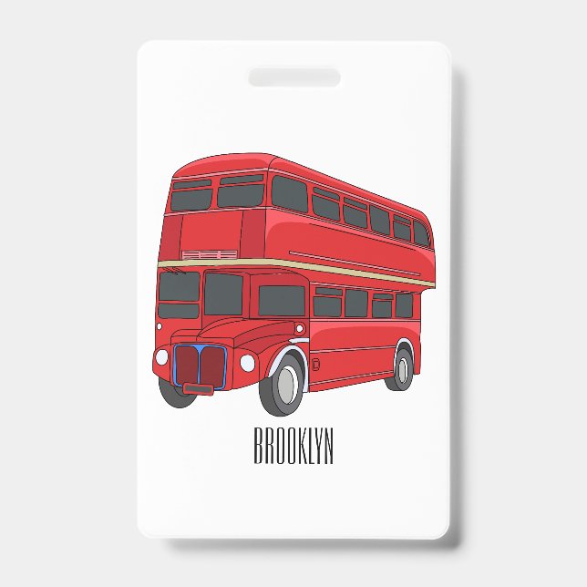 Badge Illustration de bus à impériale de dessin animé (Avant)