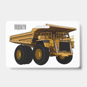 Badge Illustration de camion à benne de dessin animé