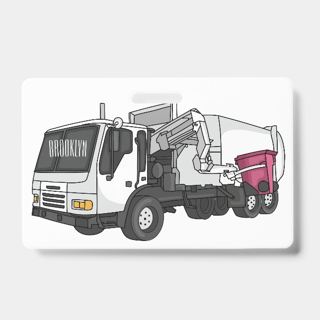 Badge Illustration de camion à ordures de dessin animé (Avant)