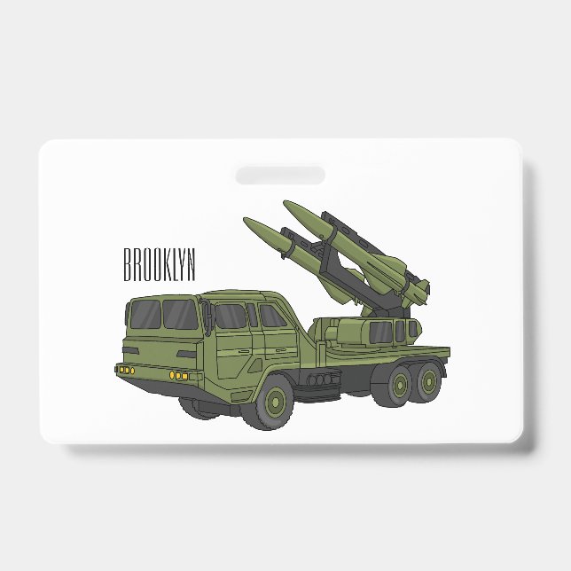 Badge Illustration de camion de missile militaire en sty (Avant)