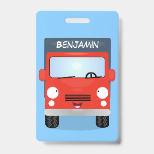 Badge Illustration de camion mignon rouge kawaii de dess