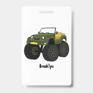 Badge Illustration de camion monstre vert de dessin anim