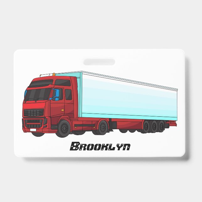 Badge Illustration de camion remorque rouge (Avant)